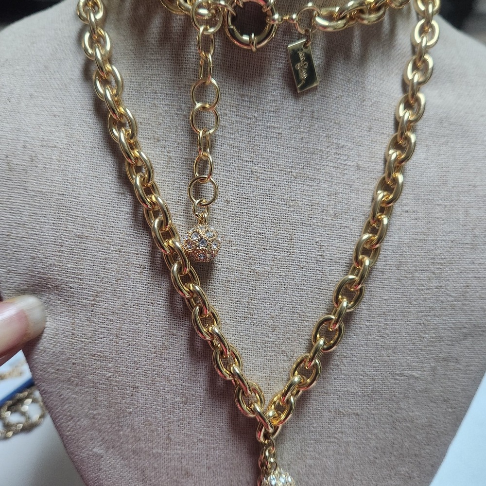 Lilly Pulitzer Gold Seahorse Tassel Statement Necklace Turquoise Coral Nautical - Picture 9 of 16